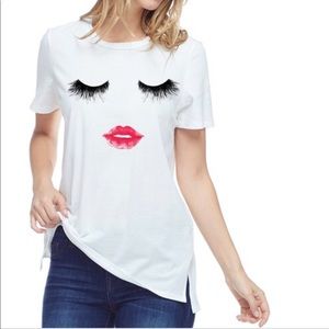 Eyelash and lip graphic tee